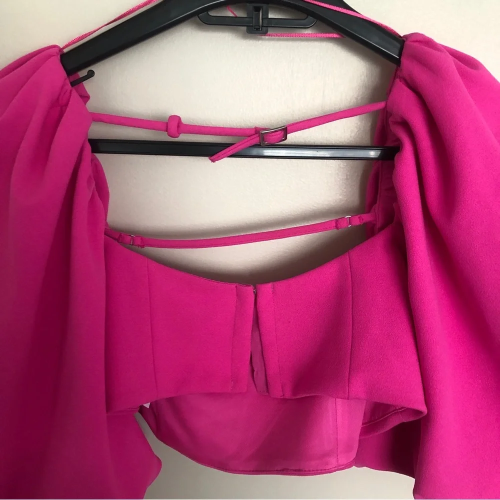 Zara Fuchsia top with ballon sleeves - Size S - Picture 6 of 9